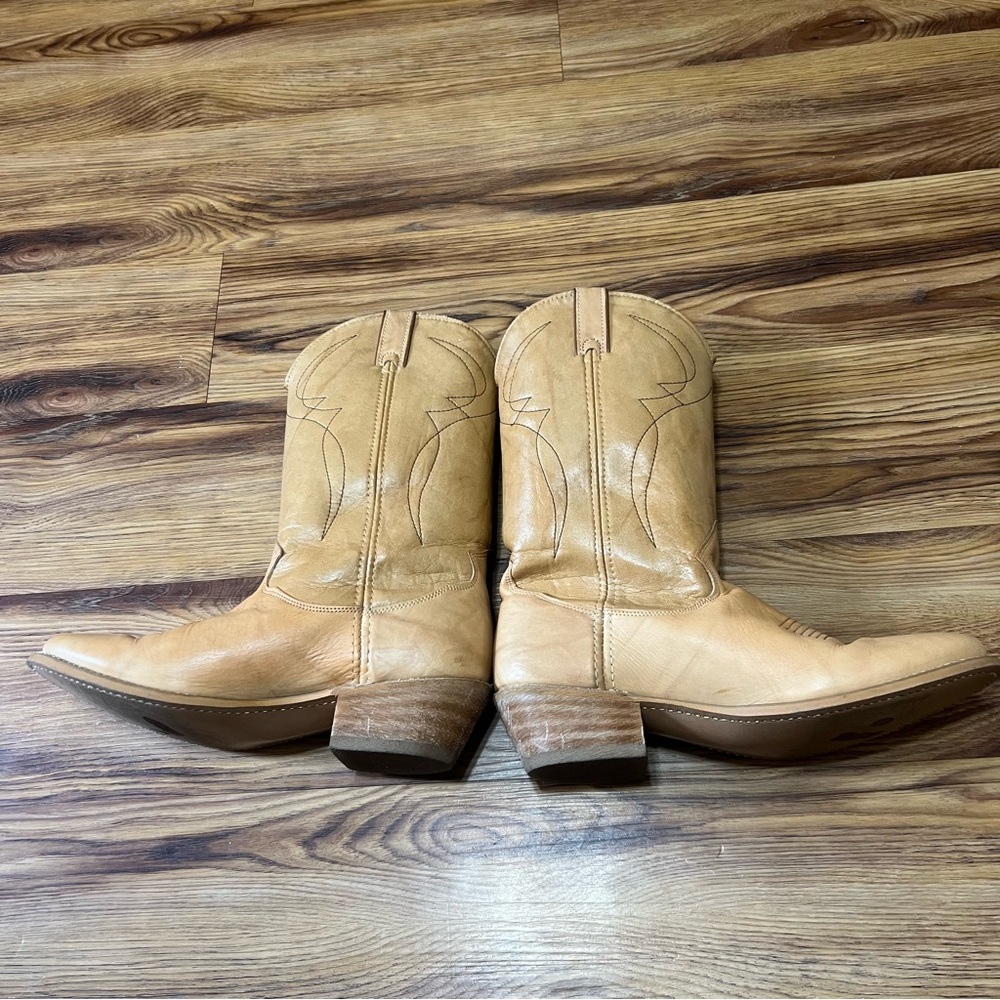 Vintage Dingo 5917 Men's Cream Leather Western Cowboy Boots Size 9D - Picture 5 of 7